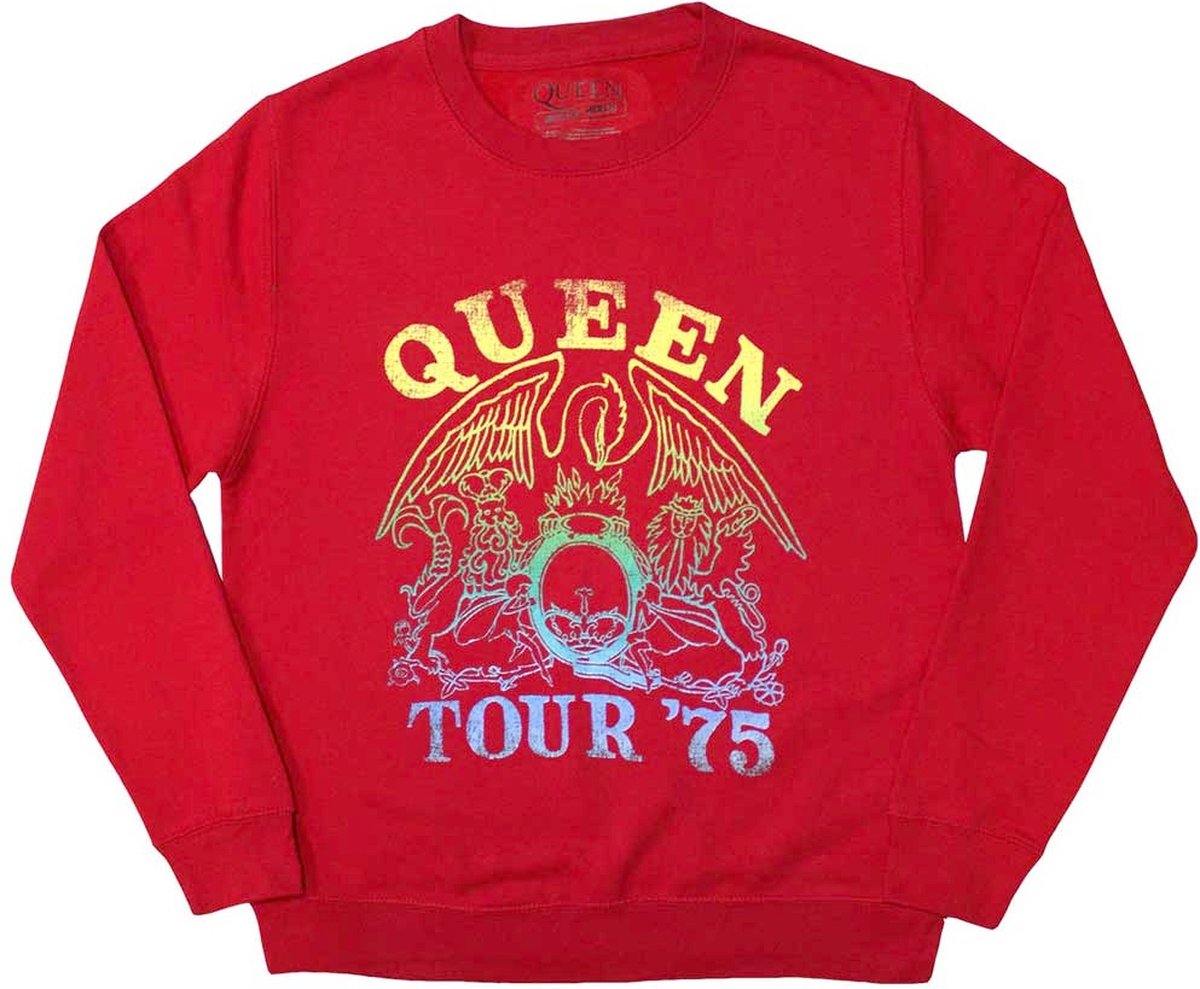 Queen - Tour '75 Crest Sweater/trui - S - Rood