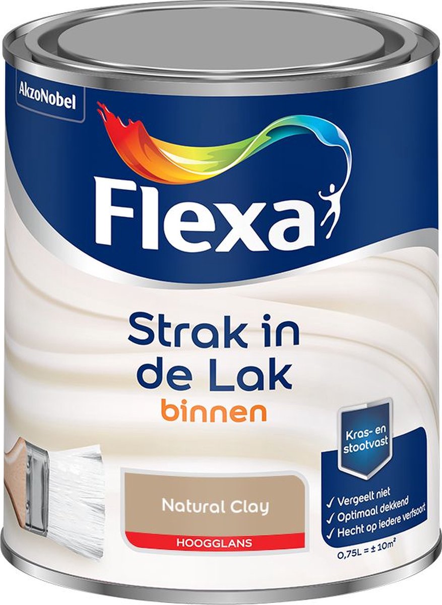 Flexa - Strak in de Lak Binnenlak Hoogglans - Natural Clay - Kleur van het jaar 2025 - Mengverf - 0.75 L