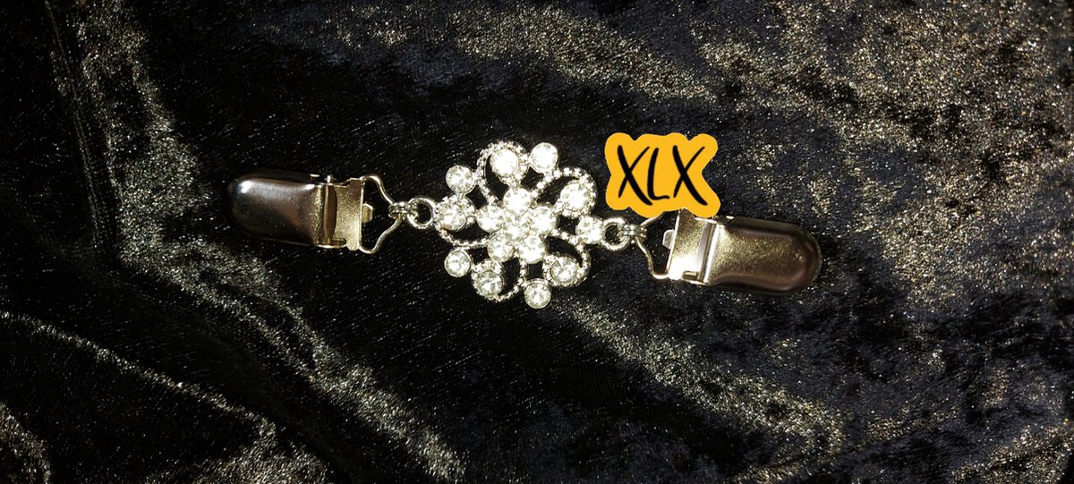 Vestclip zilverkleurig met strassteentjes rond, XLX®, Vest sluiting, Sjaalsluiting, Vestclip, Vest sluiting zilverkleurig met strassteentjes, Vest sluiting, Sjaalsluiting, Vestclip