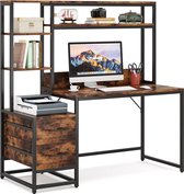 SureDeal® - Bureau - Hout - Kast - 2 Lades - 140x55x152 cm - Opbergkast - Slaapkamer - Kantoor - Gaming