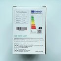 Détails techniques et informations énergétiques d'une lampe tactile LED, avec des spécifications telles que le type de lampe, la température de couleur, la capacité de la batterie et les certifications CE/RoHS.