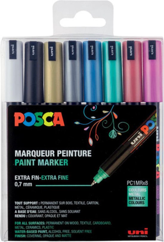 Marqueurs Uni Posca Couleurs Métalliques PC5M Ligne 2,5 mm