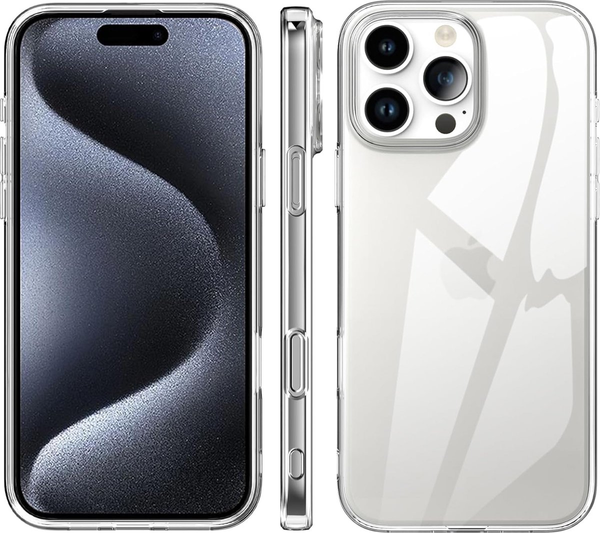 Hoesje geschikt voor iPhone 16 Pro Transparant - Siliconen Hoesje geschikt voor iPhone 16 Pro - Doorzichtig
