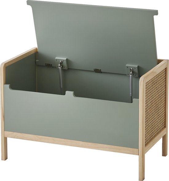 happimess HPM9002B Elijah Opbergdoos, 76,2 cm, inklapbaar, voor platte opslag, rotan kubuszacht, grijs, voor kantoor, slaapkamer, woonkamer, slaapkamer