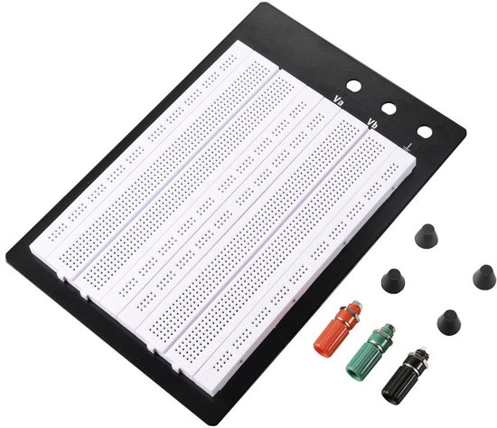 Produktbild von 🔌 TRU COMPONENTS Steckplatine – 1680 Kontakte – 220 X 150 Mm – Mit Alu-Platte & Versilberten Federn – Für Prototypen