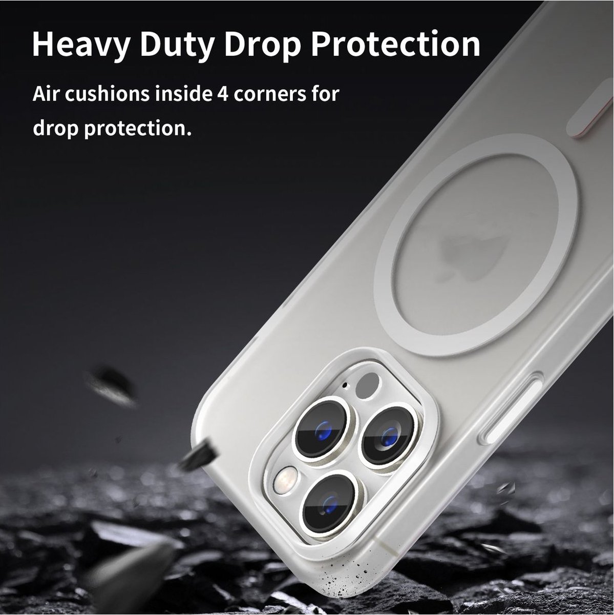 Mobigear Hoesje geschikt voor Apple iPhone 16 Pro MagSafe Telefoonhoesje Flexibel TPU | Mobigear Shockproof Backcover | Geschikt voor MagSafe | Geschikt voor Draadloos Opladen met Magnetische Ring | Geschikt voor MagSafe Case - Wit