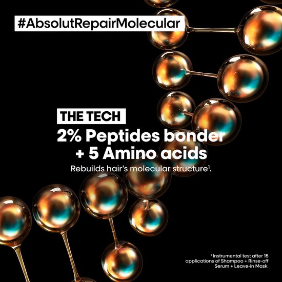 L'Oréal Professionnel Absolut Repair Molecular Masque à rincer - Réparateur et fortifiant - Pour cheveux très abîmés - 250ml