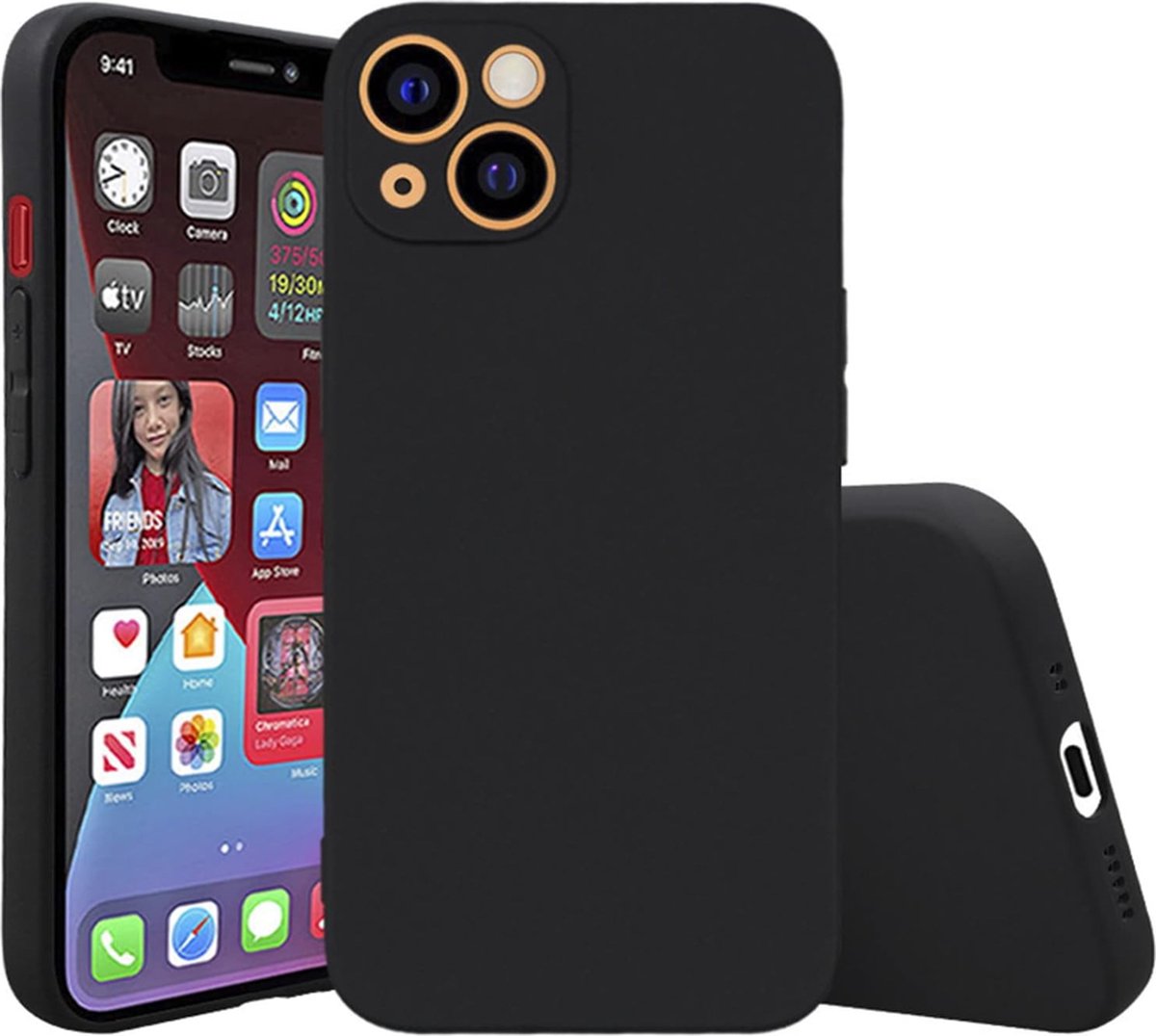 Telefoonhoesje geschikt voor Apple Iphone 13-14-15 hoesje siliconen - backcover - optimale bescherming - Zwart