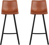 Bol.com ACAZA Barkrukken set van 2 cognac - Zithoogte 78 cm - Barstoelen - Set van 2 Barstoelen - Barstoelen met Rugleuning - Vi... aanbieding