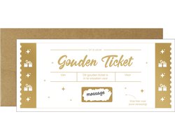 By Maroo - Gouden Ticket - Verjaardag Cadeau Vrouw & Man - Liefdes Cadeau - Grappige Cadeaus voor Mannen, Vrouwen, Moeder, Vader, Mama, Papa, Vriendin, Zus, Oma, Opa - Verwenpakket Vrouw - cadeautje voor haar