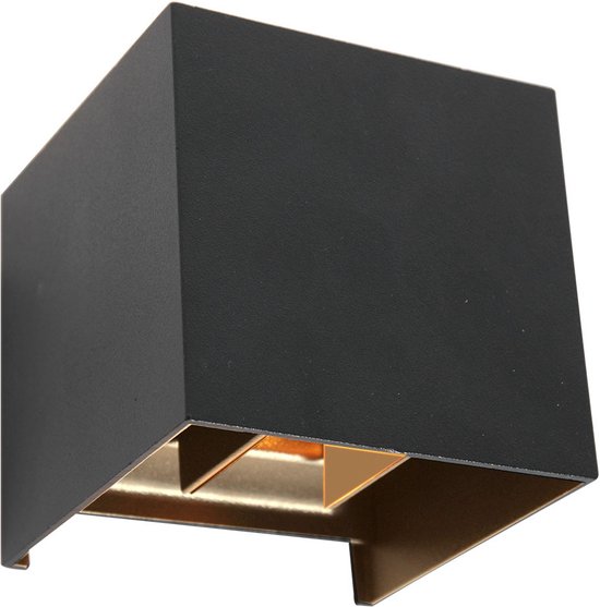 Buitenlamp dubbel met dag en nacht sensor | industrieel | 2 led lichtsen | mat zwart | 10x10x9,8 cm | modern design | buitenverlichting