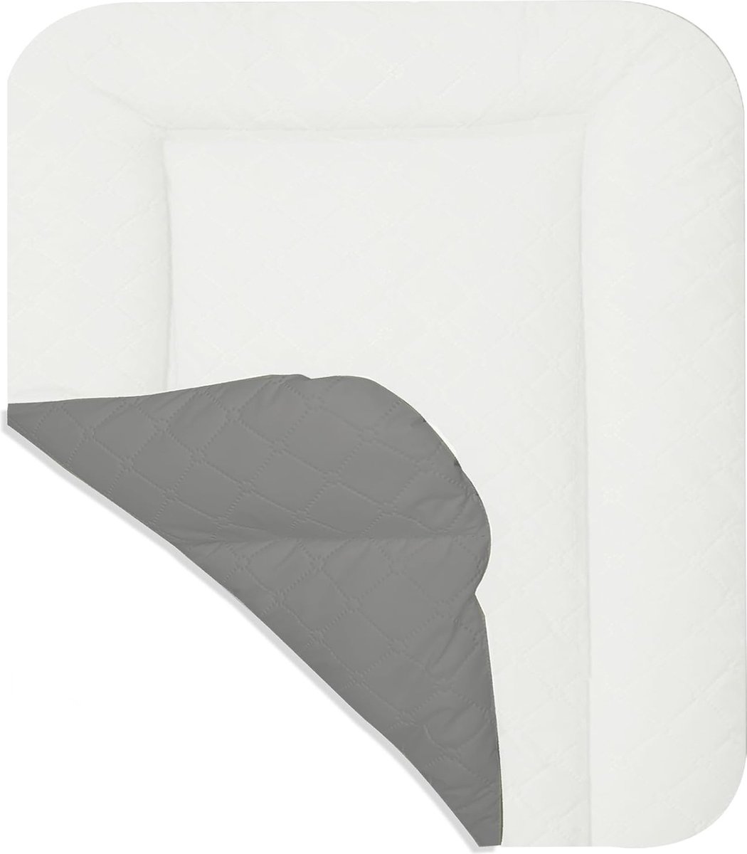 Goedkoopste Inovra ® Zacht en Wasbaar Verschoonmatje voor Baby's - Extra Groot, Grijs en Wit, 75 x 85 cm