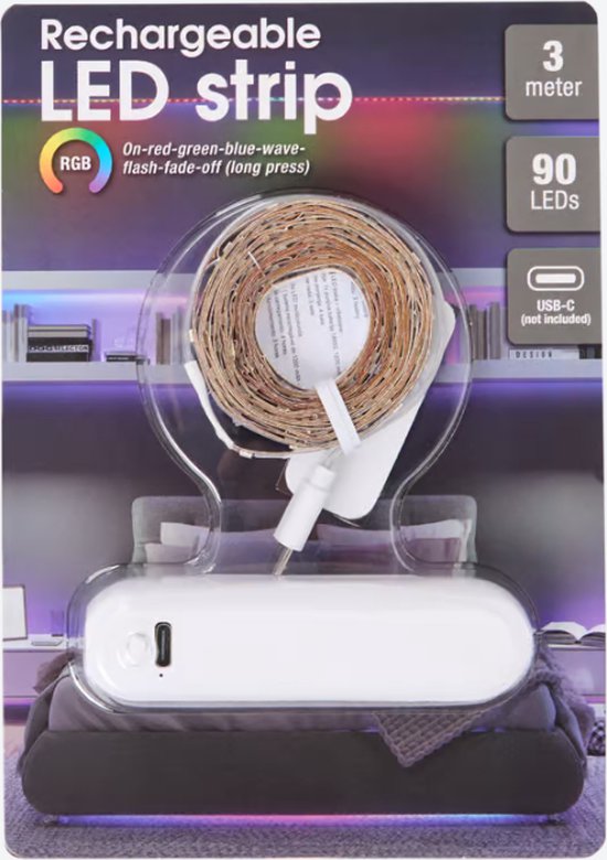 RGB ledstrip 3meter - Batterij (niet inbegrepen)