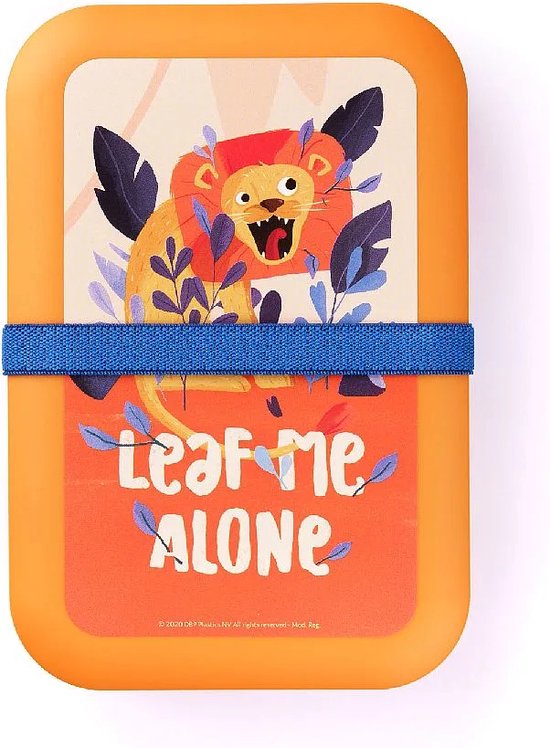 Amuse Boîte à Pain - Grande - Boîte à Lunch avec Support - Hauteur Réglable - Passe au Lave-Vaisselle - Oranje avec imprimé - Leaf Me Alone - 1500 ml