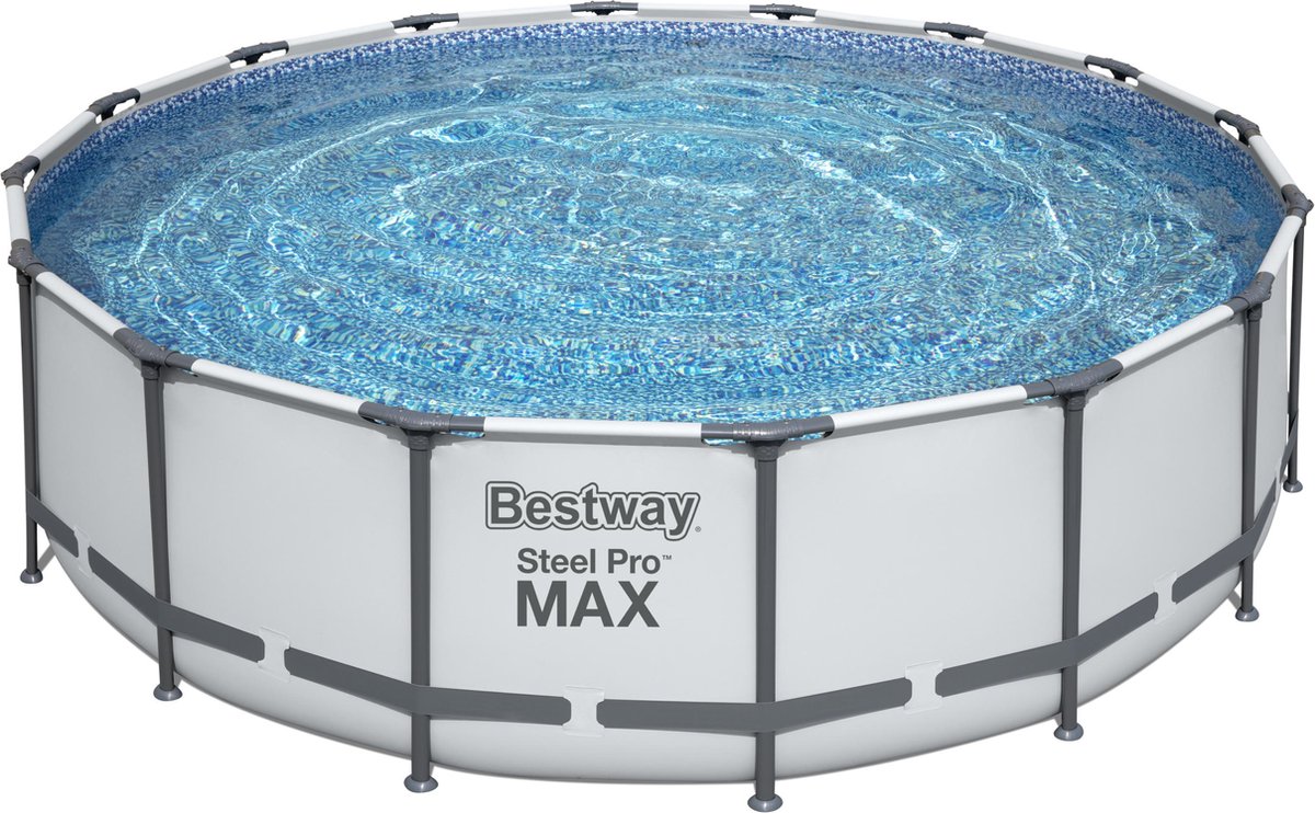 Bestway Steel Pro Max Set Opzetzwembad Rond - Ø 488 x 122 cm - Inclusief Trap Pomp Filter en Afdekzeil