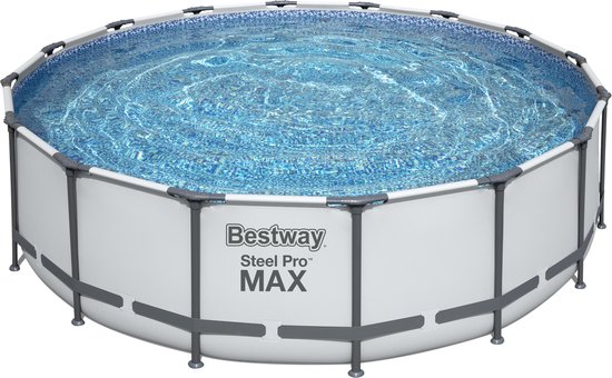 Bestway Steel Pro Max Set Opzetzwembad Rond - Ø 488 x 122 cm - Inclusief Trap Pomp Filter en Afdekzeil