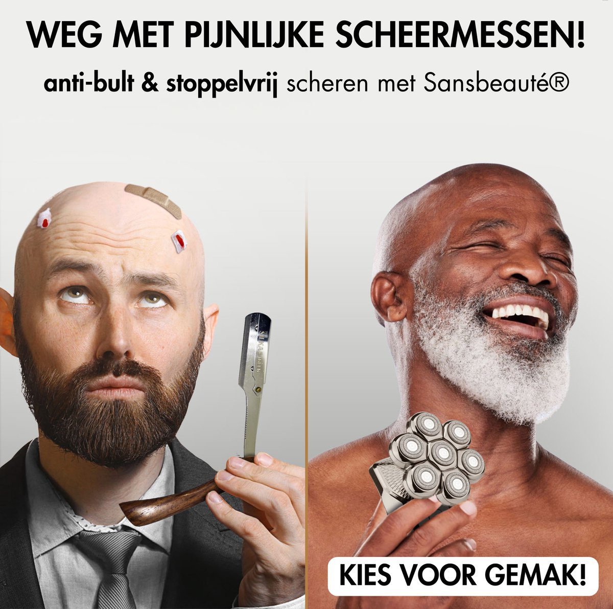 6-in-1 Scheerapparaat Mannen – Trimmer - Tondeuse - Sansbeauté® SkullSharp PRO MAX - Electric Face & Head Shaver - Hoofd Kaal Scheren – Nat & Droog - Elektrisch thumbnail 5
