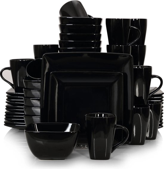 Set 4 Bols 45 Oz Micro-ondes Lave-vaisselle Lot De 4 Bols à Pâtes En Céramique Noire 45 Oz - Vancasso Moda - Passent Au Micro-ondes, Four Et Lave-vaisselle - Design épuré Et Moderne