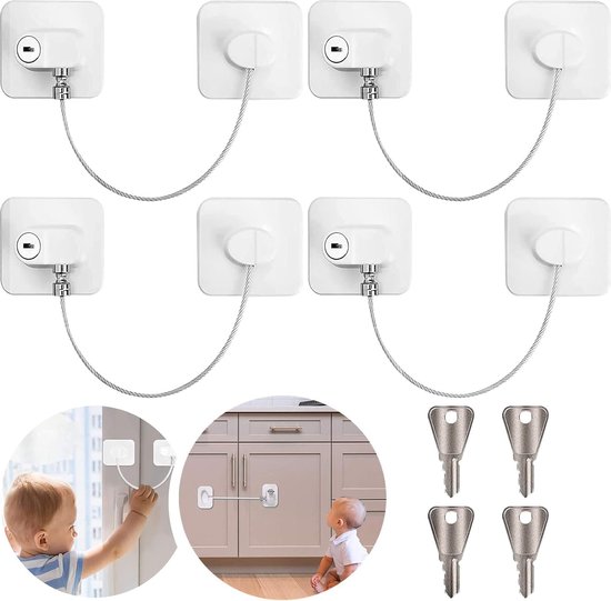 10 Serrures De Sécurité Enfants – Pour Tiroirs Et Portes D’armoires – Installation Par Collage, Rotation 360° – Rose Et Bleu