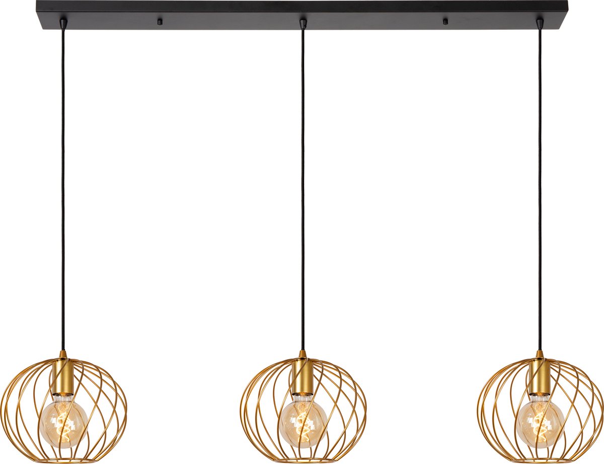 Lucide DANZA - Hanglamp - 3xE27 - Mat Goud / Messing