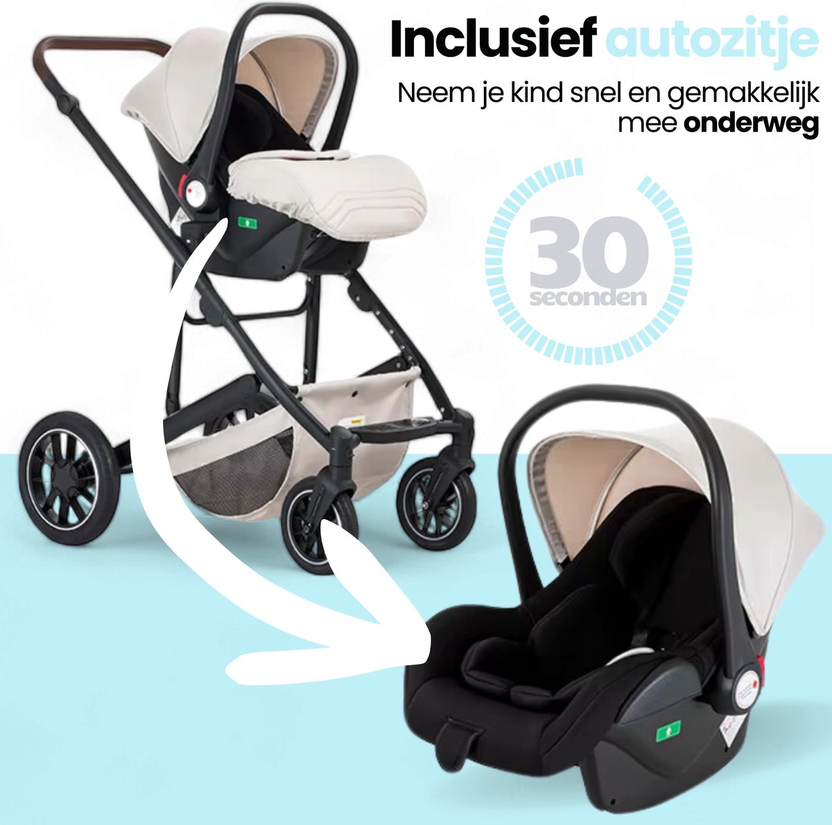 M.D. Commerce Lunola Luna 3-in-1 Kinderwagen incl. Autostoel - afbeelding 3