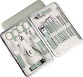 Set de manucure et pédicure 18 pièces – Professionnel avec kit de voyage – Comprend Pince à ongles, ciseaux à ongles, Limes à ongles – Ensembles de pédicure – Vert menthe