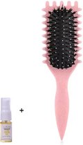 Aurgan Curl Styling Haarborstel - roze - met 10ml Aurgan arganolie - krullenborstel - volumieus haar - krullenkam - antiklit - curl haarborstel - curl brush - krullenkam - krullen kam - Curly Girl CG Methode