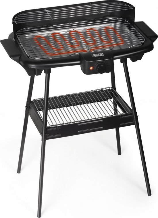 BBQ - Princess 112247 Elektrische barbecue – BBQ - Met en zonder statief te gebruiken - 47x28cm - 2000W