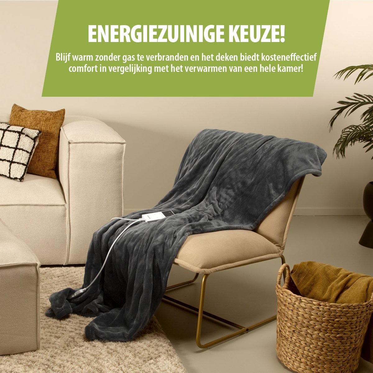Tristar BW-4780 Elektrische Warmtedeken – 160x130 cm – 10 Warmtestanden – Fleece – Timer – Automatische Uitschakeling – Oververhittingsbeveiliging – Wasmachinebestendig – Grijs – foto 6