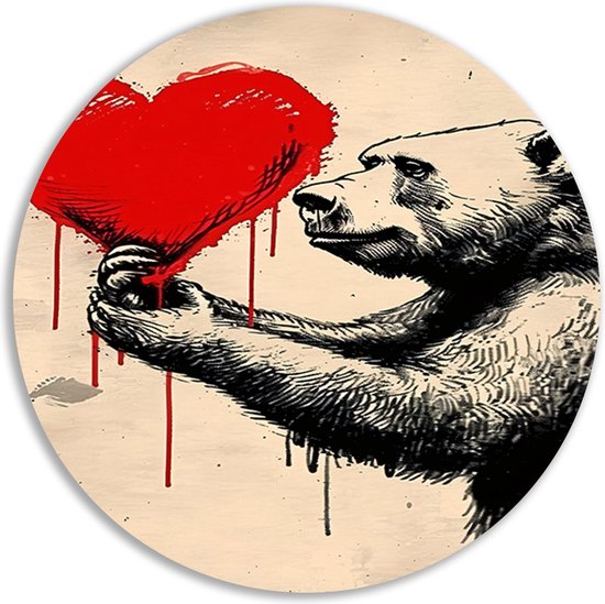 Cercle mural style Ours Banksy - Cercles muraux coeur - Cercle mural Orgue - Décoration murale chambre d'enfant - Cercle mural - Décoration chambre cercle mural forex 40x40 cm