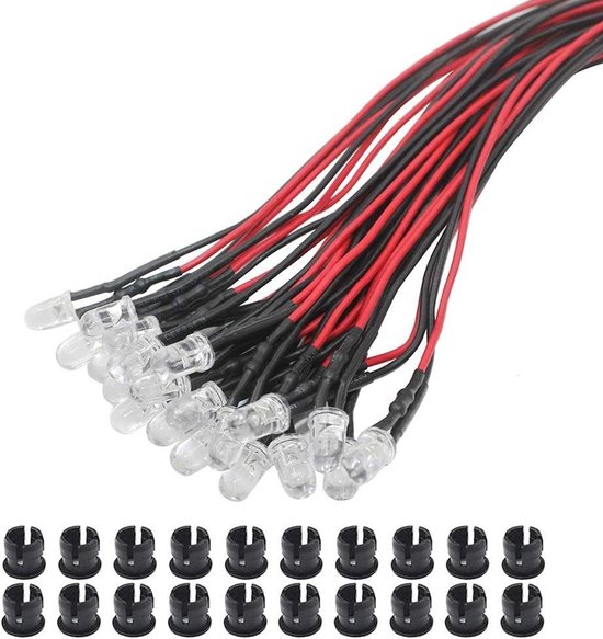 KeeYees 20Pcs 3mm Ultra Bright 12v Pre Wired LED Diodes KeeYees 20Pcs 3mm Ultra Bright 12v Pre Wired LED Diodes
