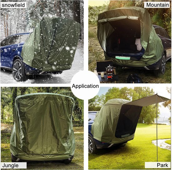 J&R Autotent - Kofferbak tent - Bustent - Kamperen - Achterklep tent - Met muskietengaas - Vliegenhor - Wit — afbeelding 4