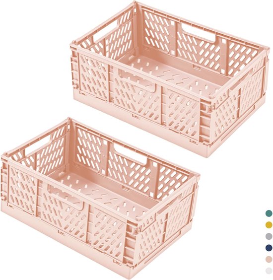 Novaliv Vouwboxen, opvouwbaar, stabiel, 4 x 30 l, blauw en zwart, boodschappenkisten, set draagbox, opslag, boodschappenmanden, opslag, keuken
