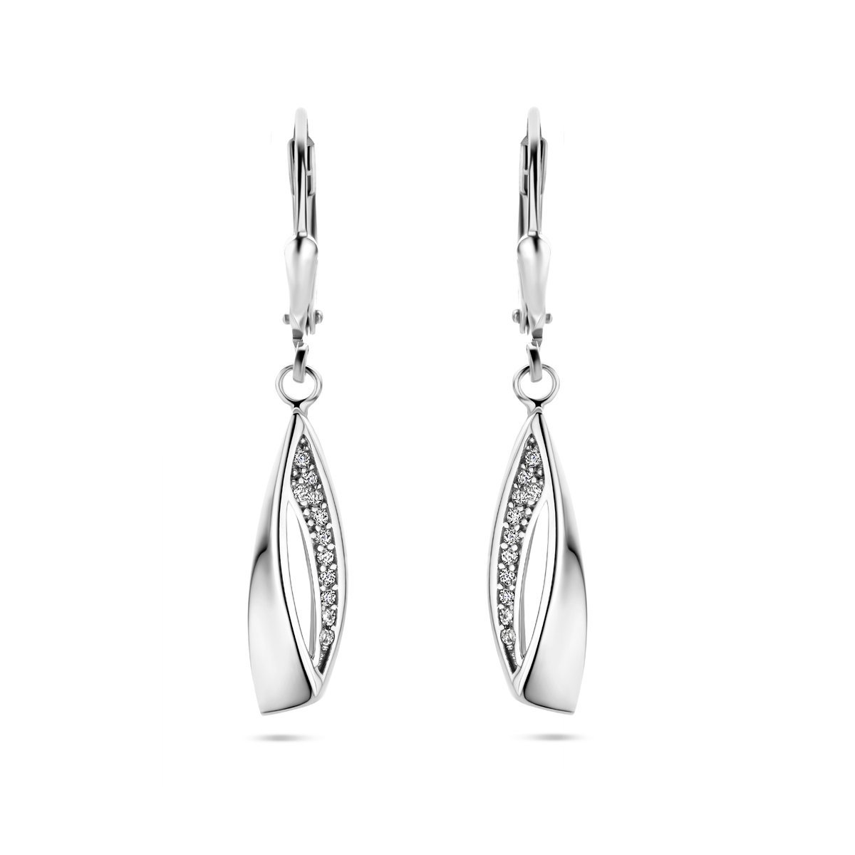 Zilveren oorhangers zirkonia brisur haak 1338505