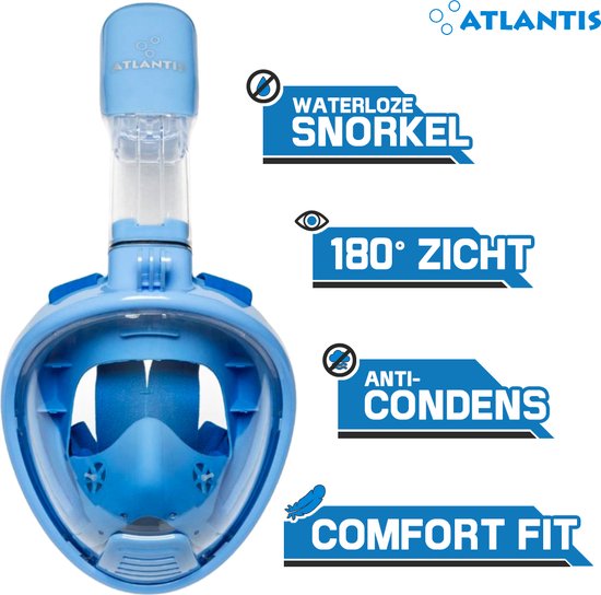 Atlantis 2.0 Full Face Mask Kids - Masque de plongée avec tuba - Enfants - Bleu