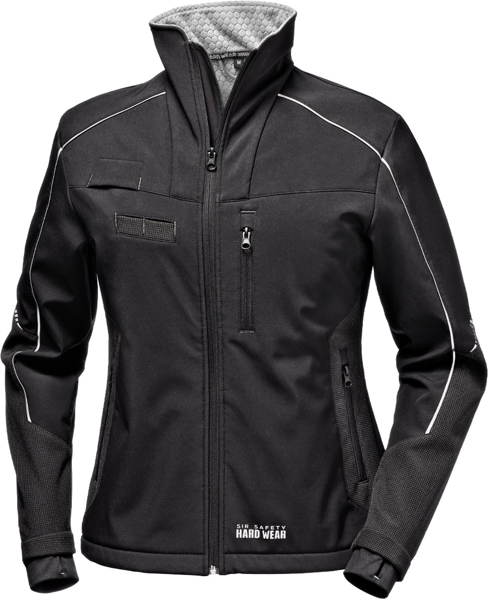 SIR SAFETY SHARK LADIES Softshell Werkjas DAMES Veiligheidsjas Zwart - Winddicht - Waterafstotend - Stretch Manchetten