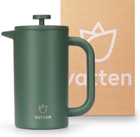 Vatten® Premium RVS French Press – 1 Liter, Donkergroen