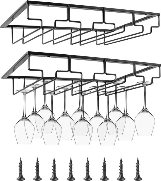 Vaisoeny Glazenhouder 360° Draaibaar - 2 Stuks | Hangend Onder Plank | Geen Boren | Wit | Wijnglashouder
