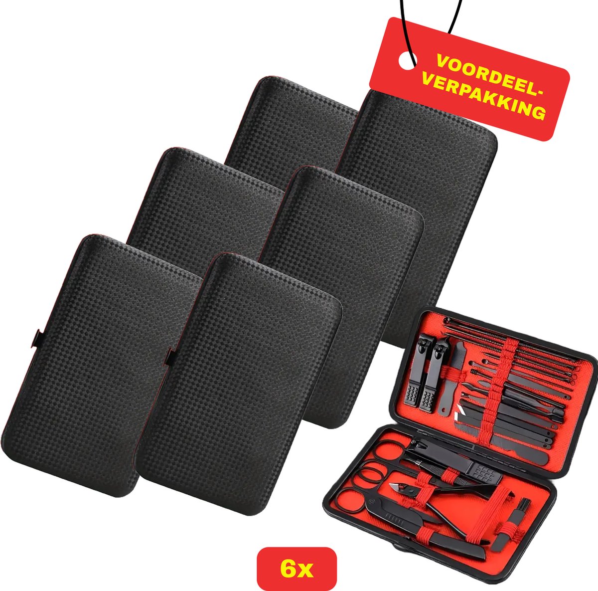 Goedkoopste 6x Nagelknipper Manicure Set - Met 24 Handige Gereedschappen - Voordeelverpakking!
