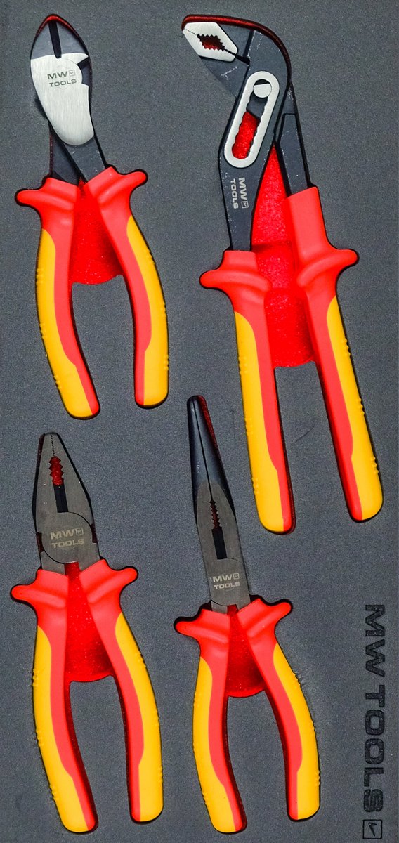 Geïsoleerde tangenset foam tray 4 delig MW Tools MWEPL4