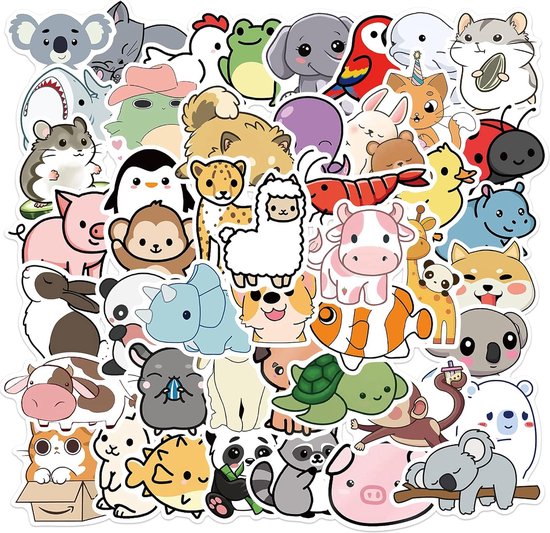 Foto: 50stuks schattige dieren stickers dieren stickers stickerpakket dieren stickerpakket leuke stickers decoratieve stickers