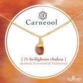 Collier Chakra Cornaline Bixorp - Acier inoxydable plaqué or - Pendentif pierres précieuses brutes - 36 cm + 8 cm réglable