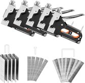 Discountershop Set van 5 Nietpistool met 5000 Nietjes | 1 Set bevat 3 Soorten Nietjes (4-14mm, 10-12mm & 10-14mm) | 15,5cm x 13,5cm - Oranje & Zwart Bureauaccessoires | Heavy Duty