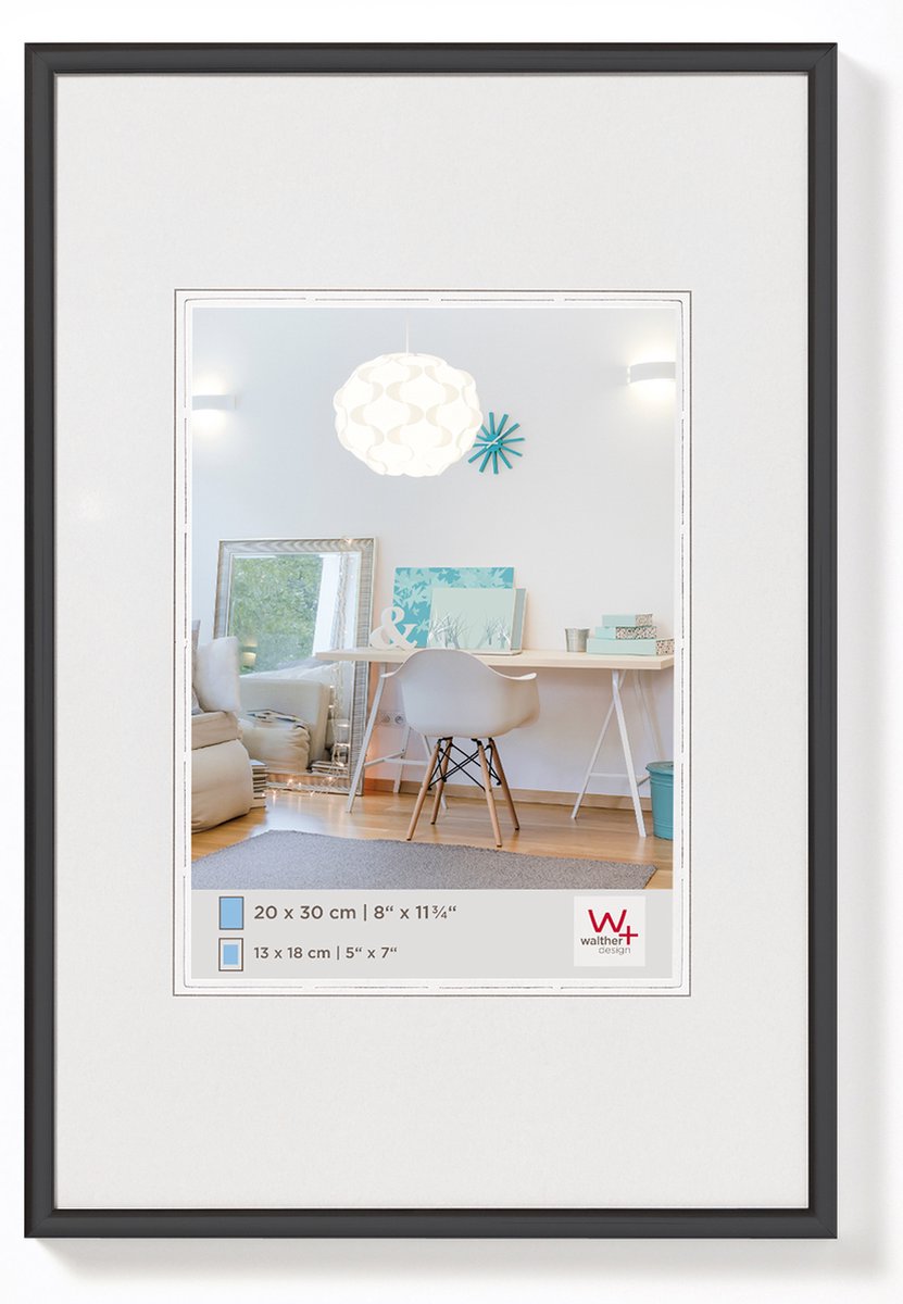 Walther New Lifestyle - Kunststof lijst - Fotoformaat 29,7x42 cm (DIN A3) - Kunstglas - Zwart