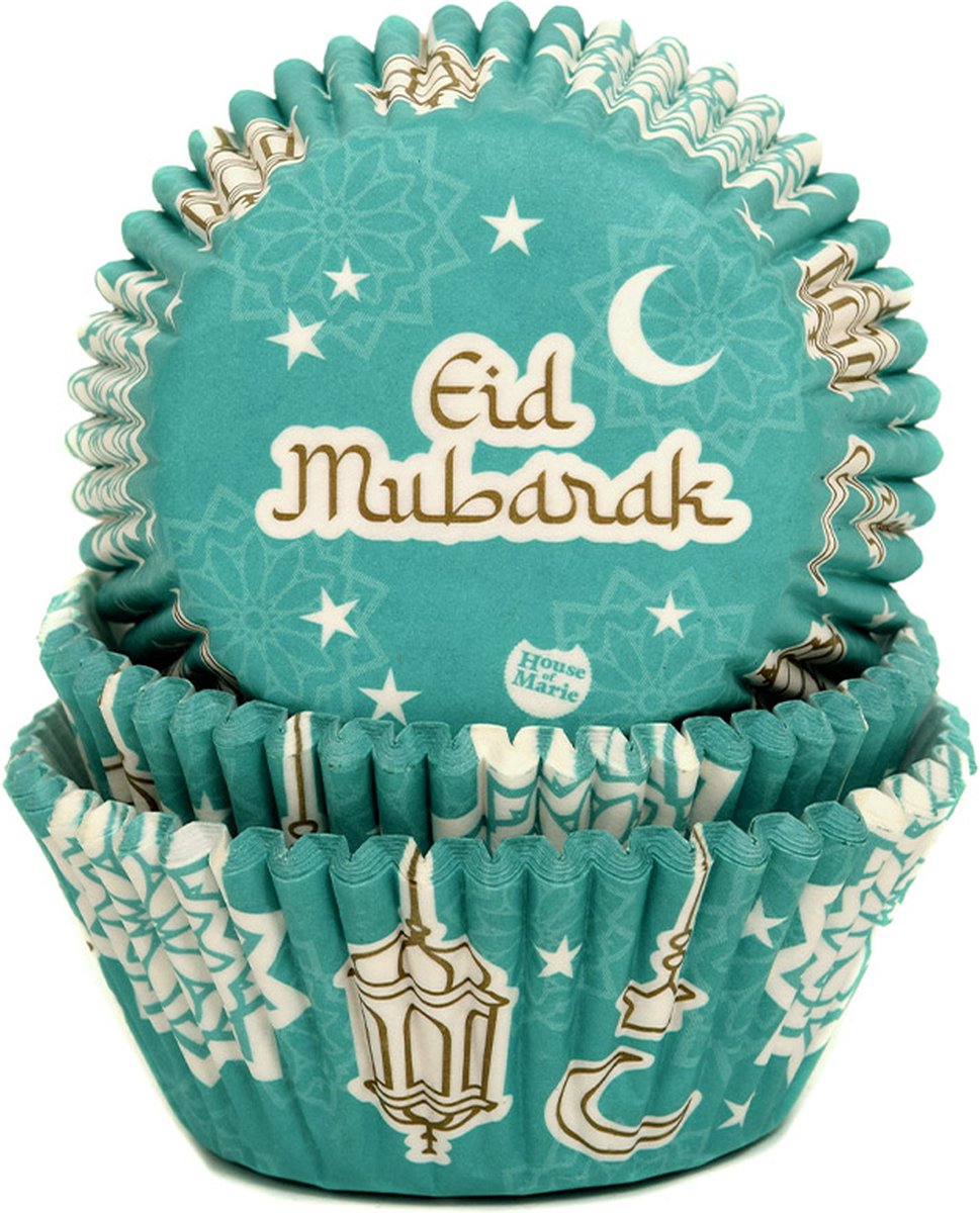House of Marie Cupcake Vormpjes - Eid Mubarak - pk/50 - Baking Cups voor Muffins en Cupcakes