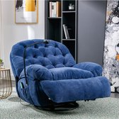 360° draaistoel, stoffen massagestoel, fauteuil met verwarmde telefoonhouder, verstelbare fauteuil met gevoerde armleuningen en rugleuning, zachte woonkamerstoel, thuisbioscooploungestoel