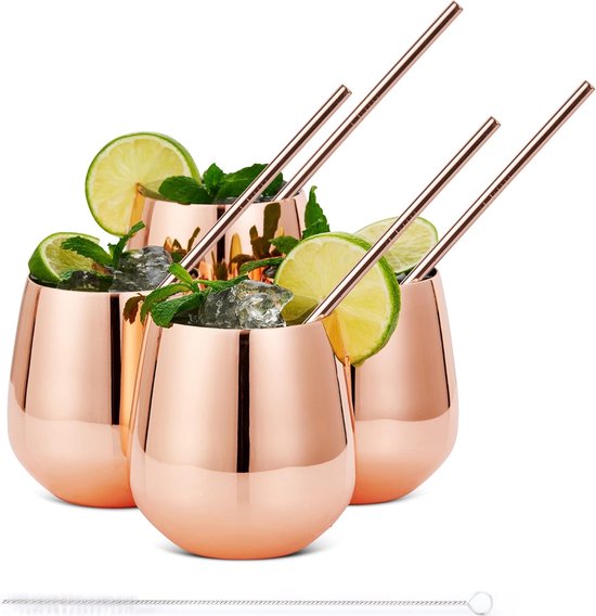Oak & Steel 4 Roestvrijstalen Champagneglazen Geschenkset