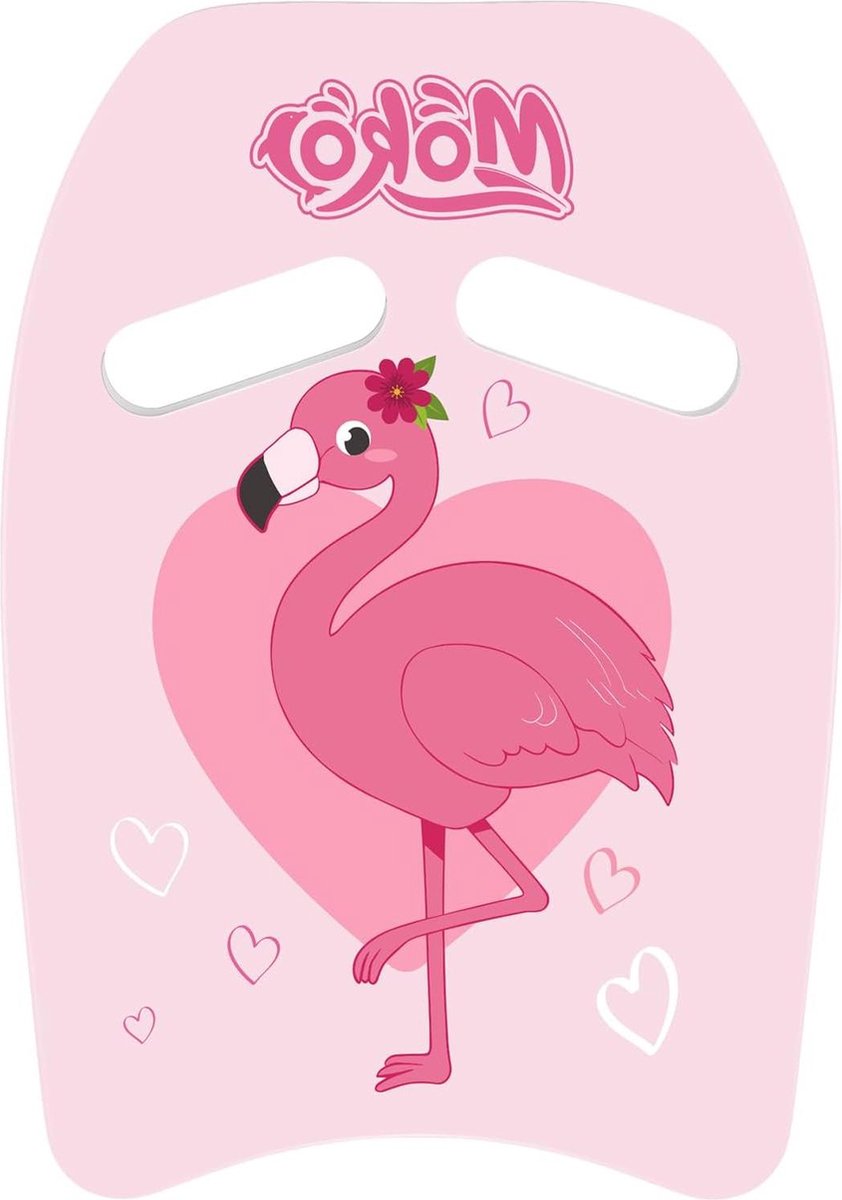 Cartoon Swim Kickboard for Kids - Swimming Training Water Pool Exercise Equipment - Pink Heart Flamingo Design