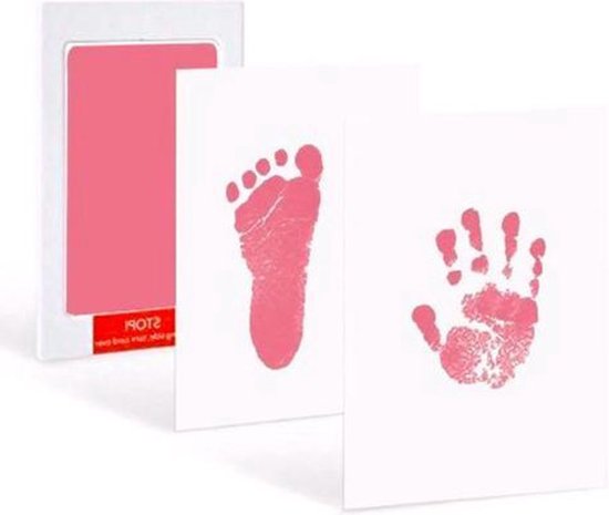 Scoby - Baby Hand- en Voetafdruk - Inktpad voor Pootafdruk of Neusafdruk - Inktafdruk - Perfect voor Baby's en Huisdieren - Incl. 2 Witte Kaartjes - Roze van Scoby — afbeelding 2