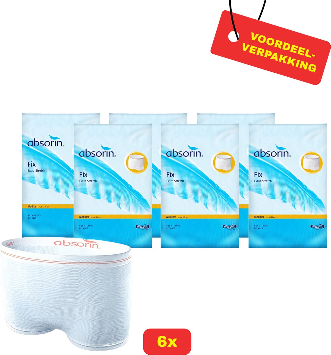 Goedkoopste 6x Absorin Fix Extra Stretch Maat M - 6x 5 stuks - Voordeelverpakking!